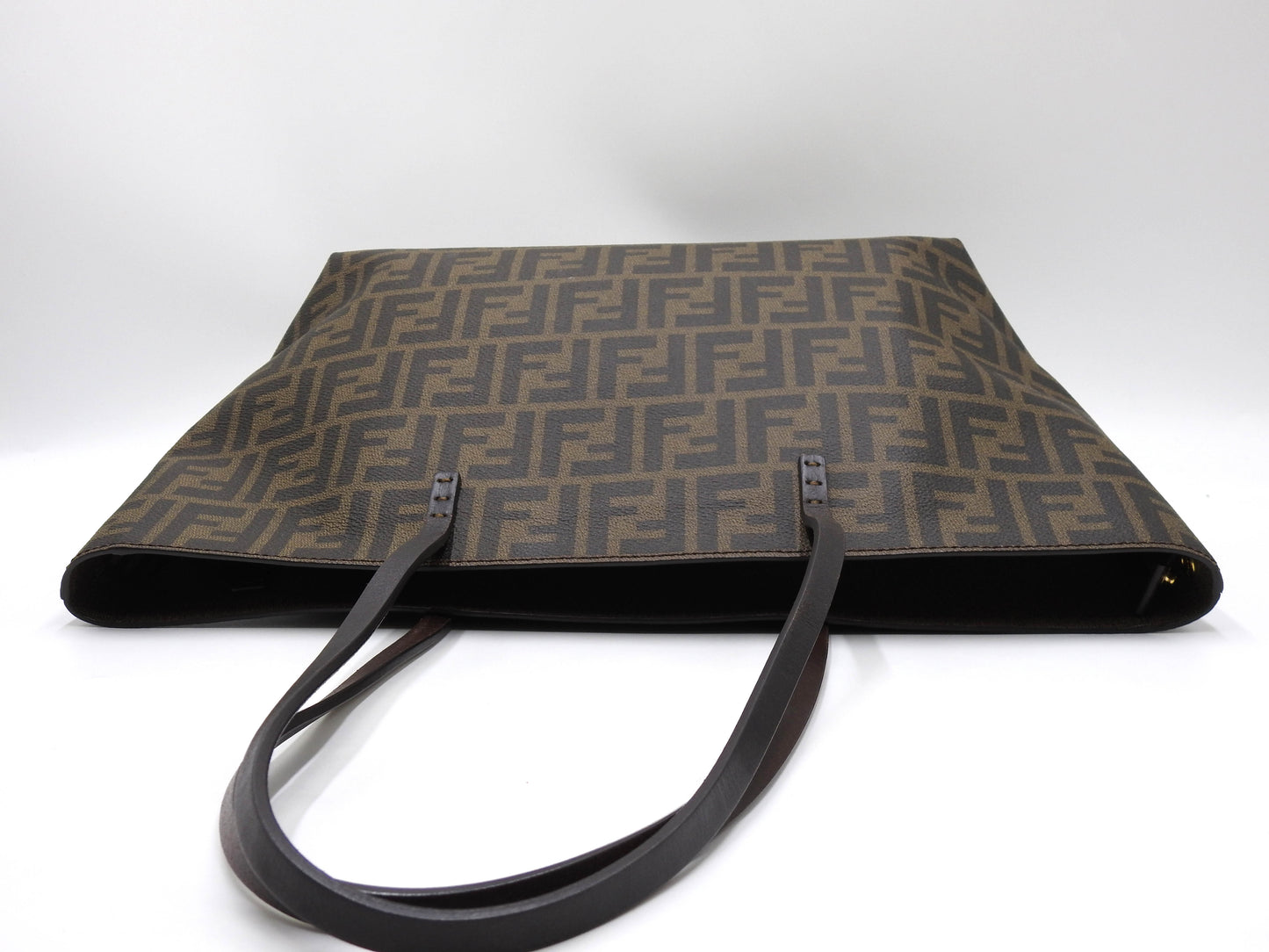 FENDI Zucca Tote Roll Bag Shoulder Bag PVC Khaki Brown 8BH198