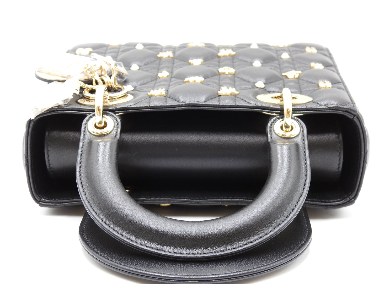 Christian Dior My ABCDIOR Lady Dior Small Studded Cannage Hand Bag Black