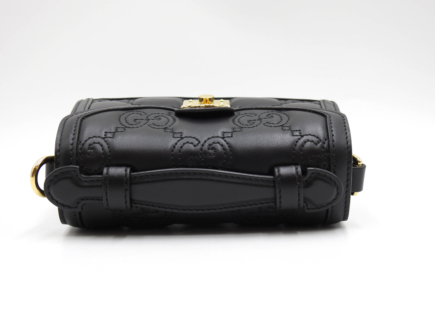 GUCCI GG Matelasse Top Handle 2way Shoulder Bag Leather Black 724499