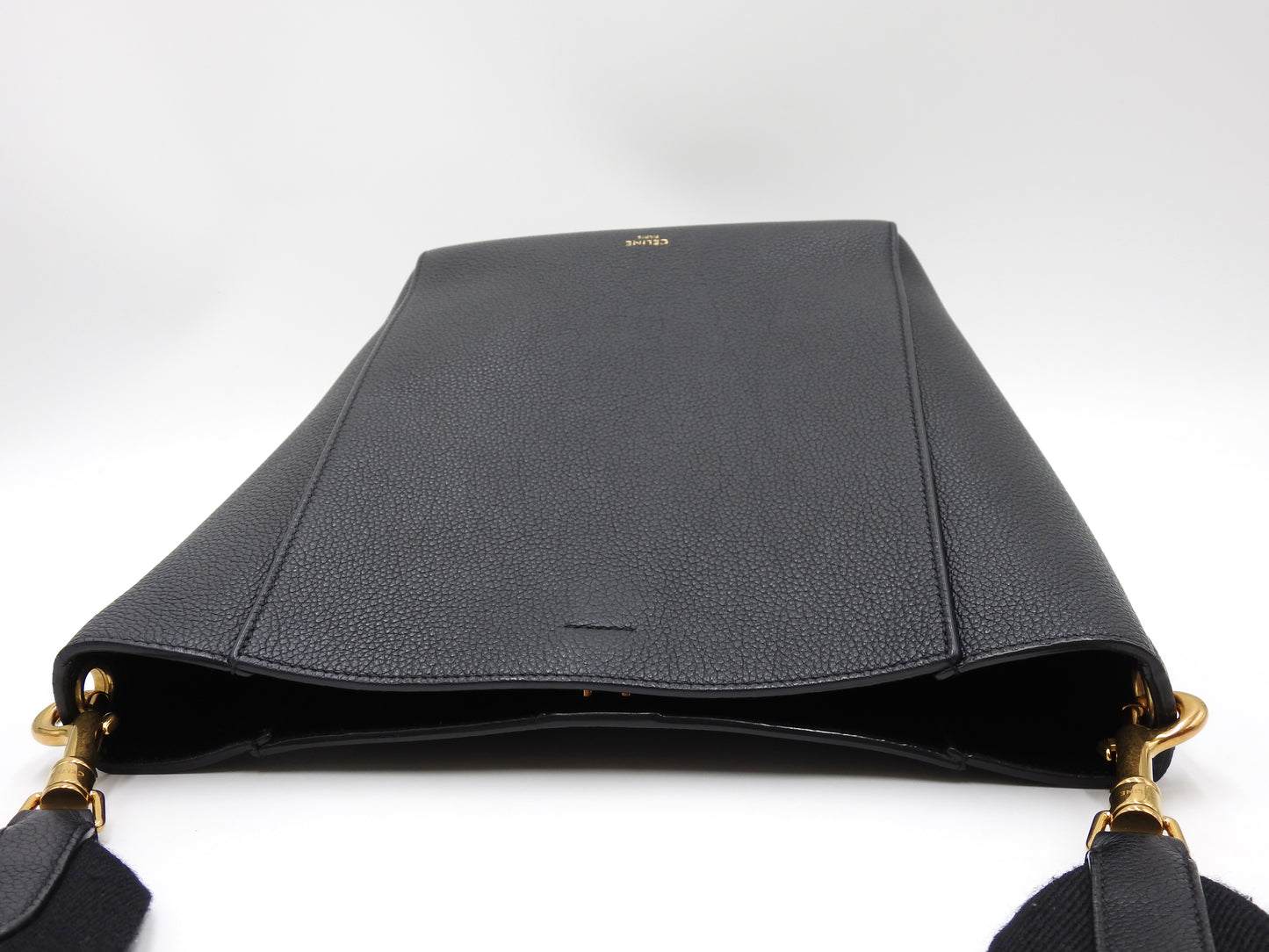 CELINE Small Sangle Bucket Shoulder Bag Soft Grained Calfskin Black