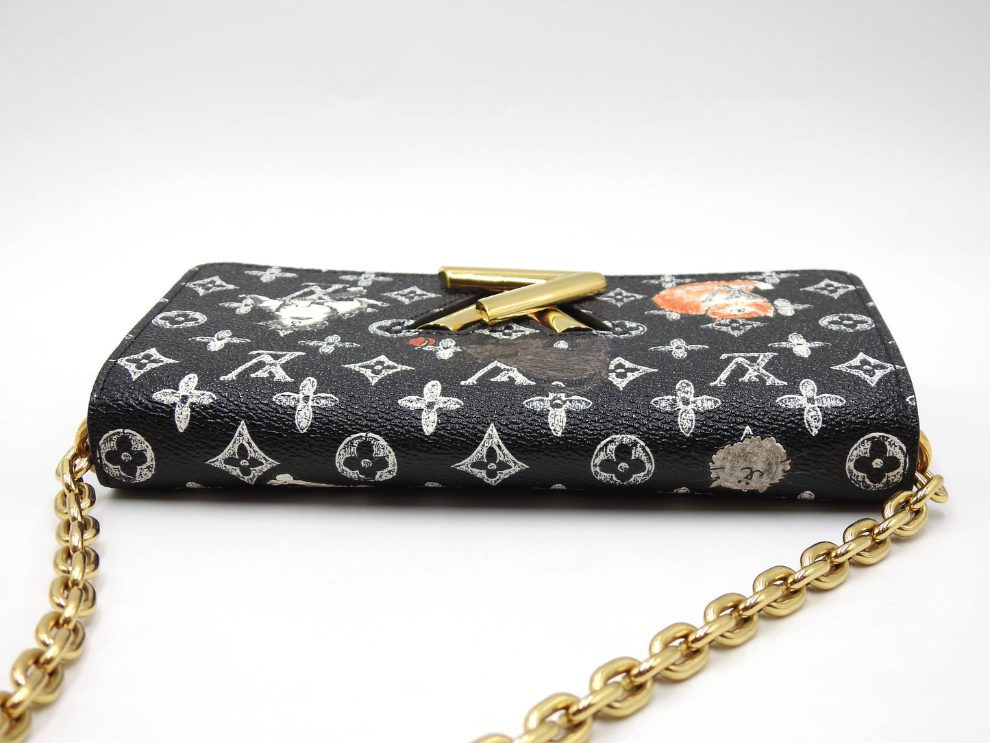 LOUIS VUITTON Monogram Catogram Portefeuil Twist Chain Wallet Bag M63888