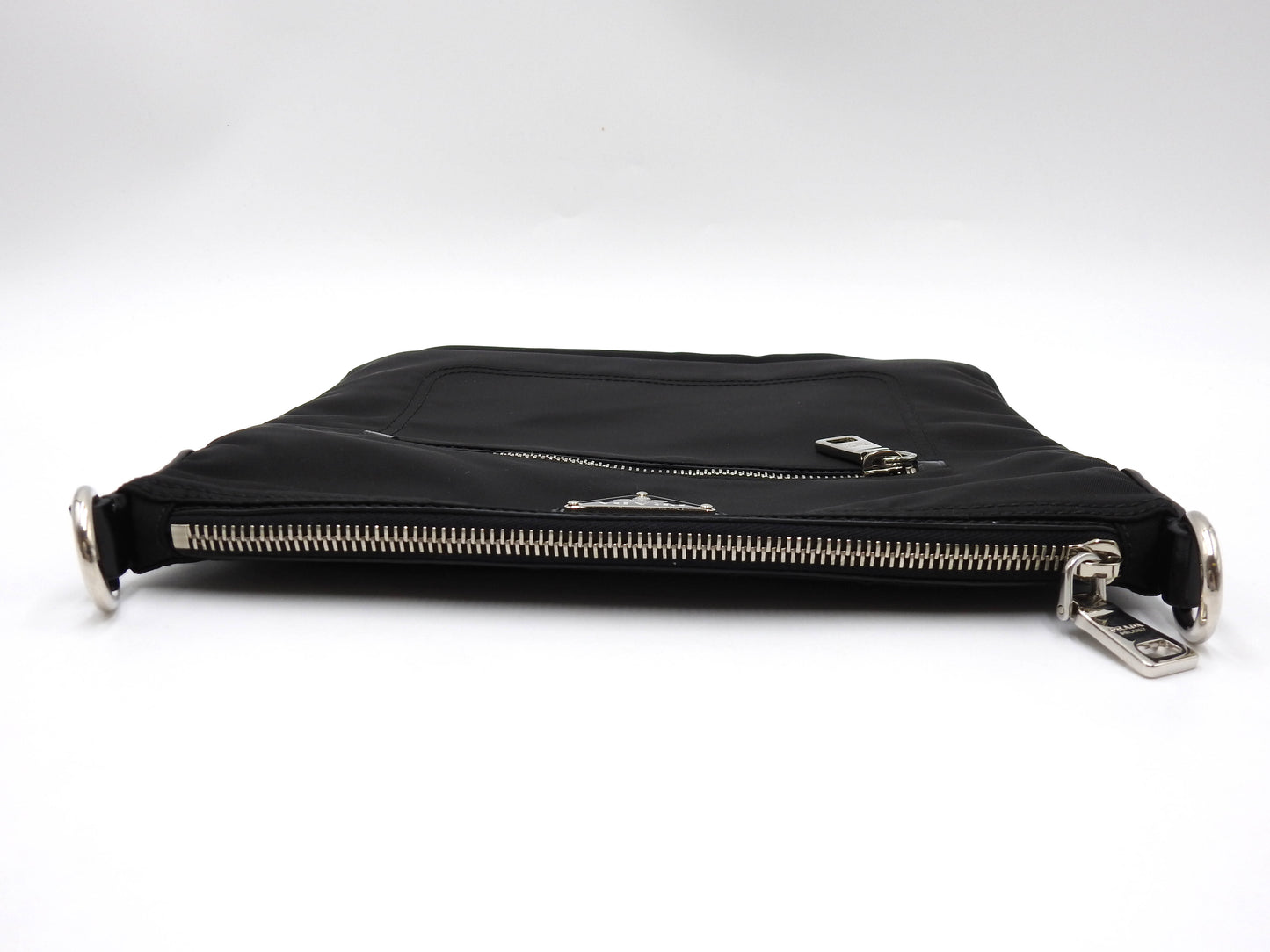 PRADA Nylon Crossbody Shoulder Bag Black Silver Hardware BT0716
