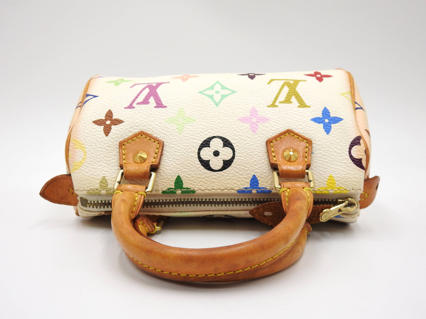 LOUIS VUITTON Monogram Mini Speedy Hand Bag Multicolor Bron White M92645