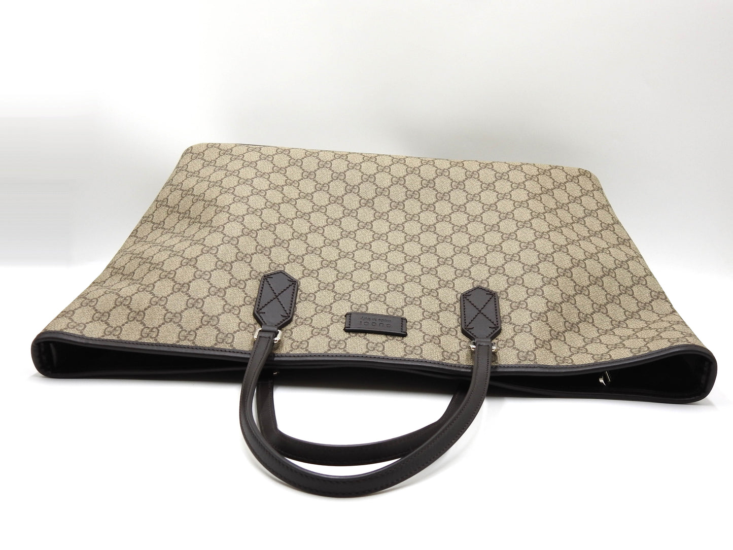 GUCCI GG Supreme Leather Large Tote Bag Monogram Beige Brown 406403