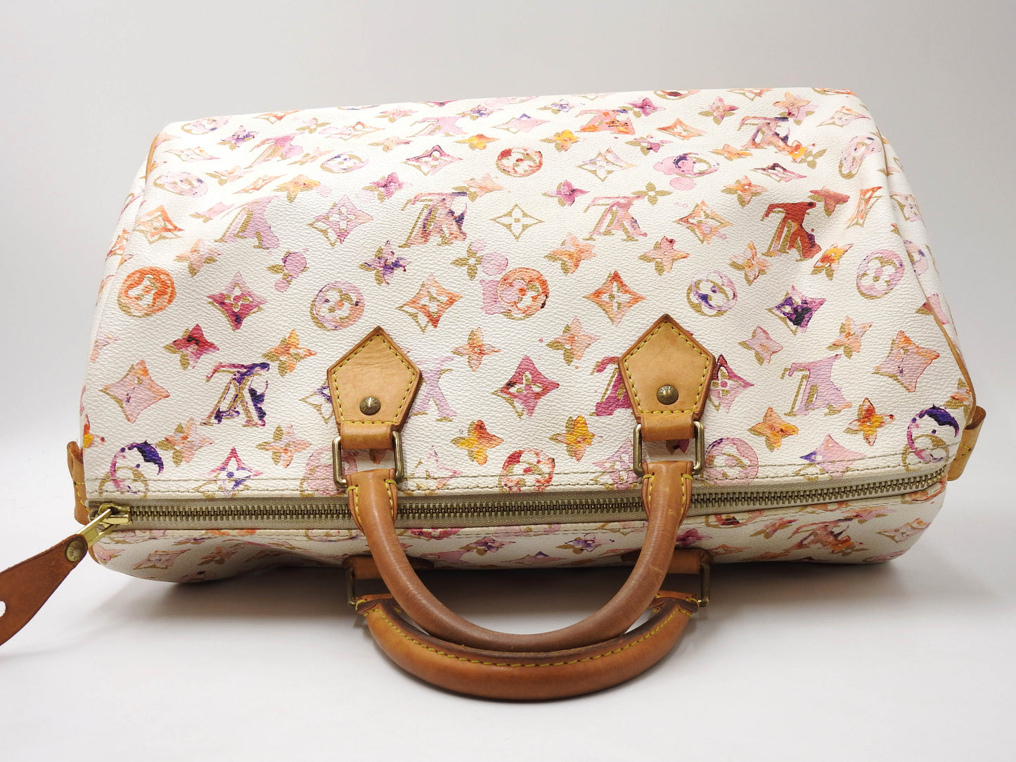 LOUIS VUITTON Watercolor Monogram Speedy 35 White Boston Hand Bag M95752