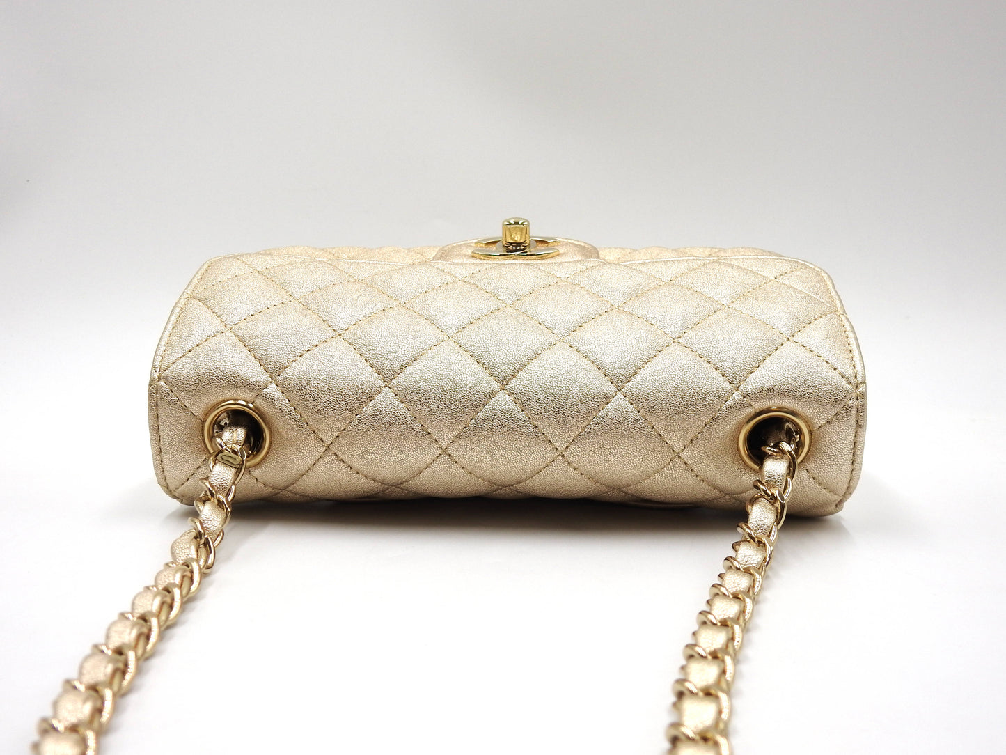 CHANEL Matelasse Mini Rectangular Flap Chain Shoulder Bag Lambskin Gold