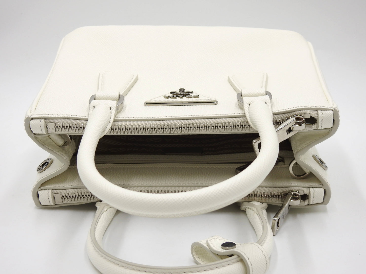 PRADA Galleria Mini Shoulder Hand Bag SAFFIANO LUX Leather White 1BA906