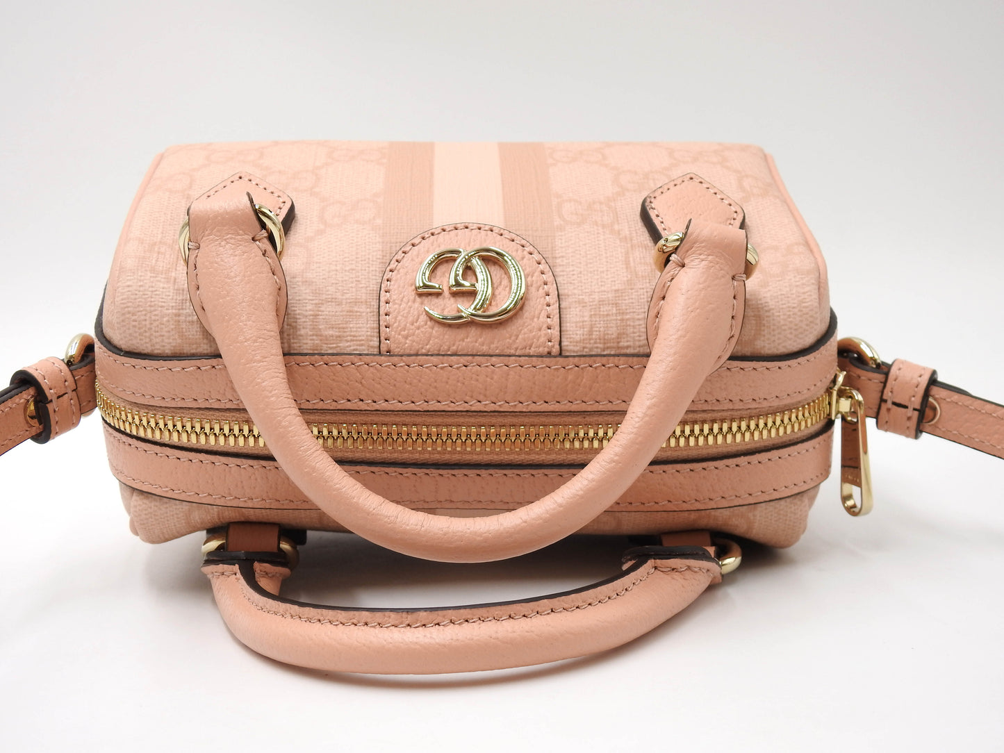 GUCCI GG Ophidia Supreme 2way Shoulder Boston Hand Bag Leather Pink 781490
