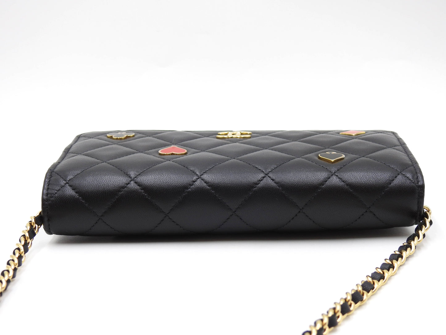 CHANEL CC Matelasse Casino Wallet On Chain Shoulder Bag Lambskin Black