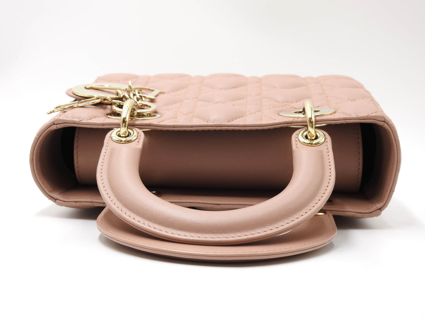 Christian Dior My Abc Lady Dior Small Shoulder Hand Bag Lambskin Pink Beige