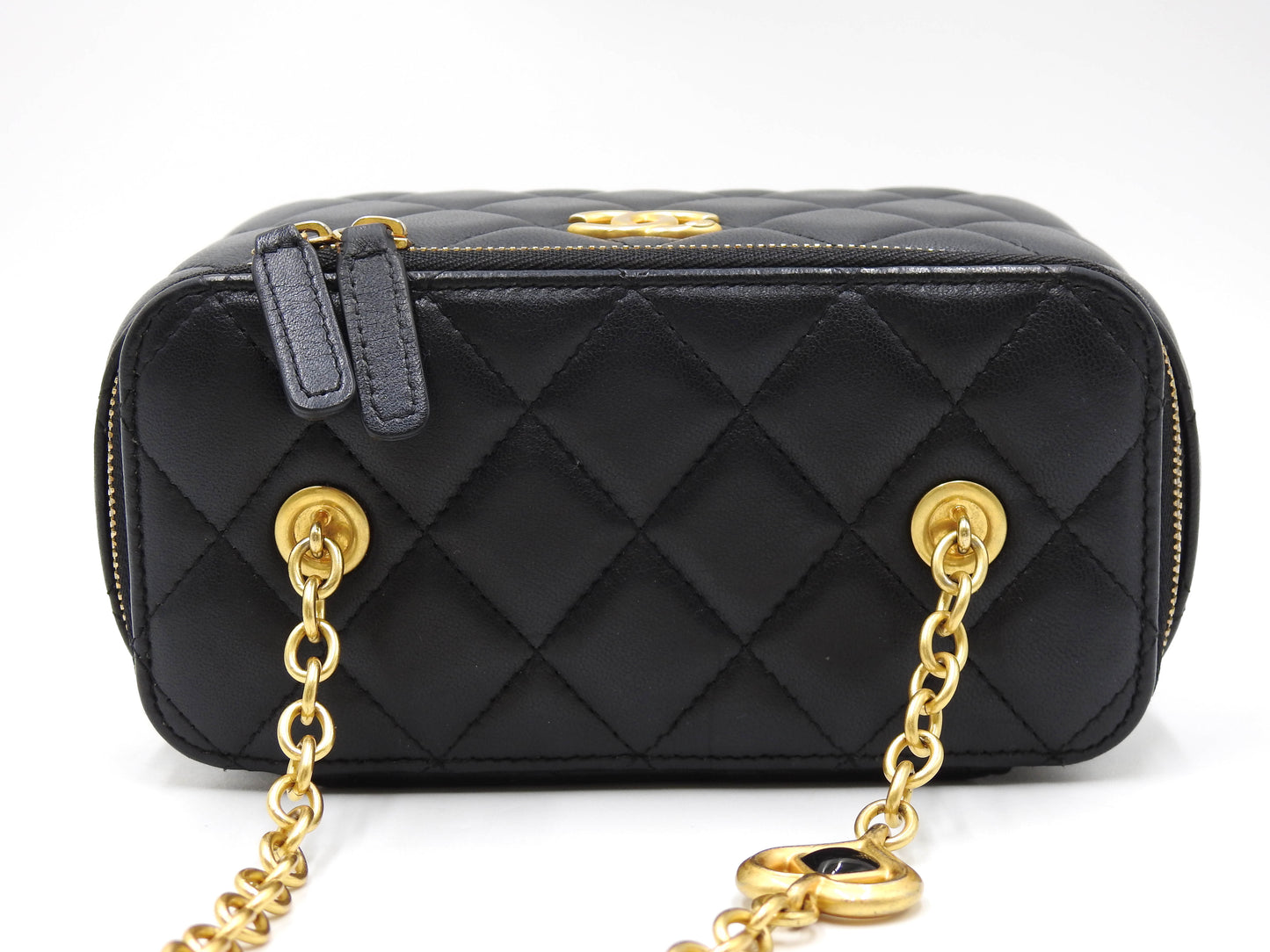 CHANEL CC Matelasse Chain Vanity Bag Shoulder Bag Lambskin Black Gold