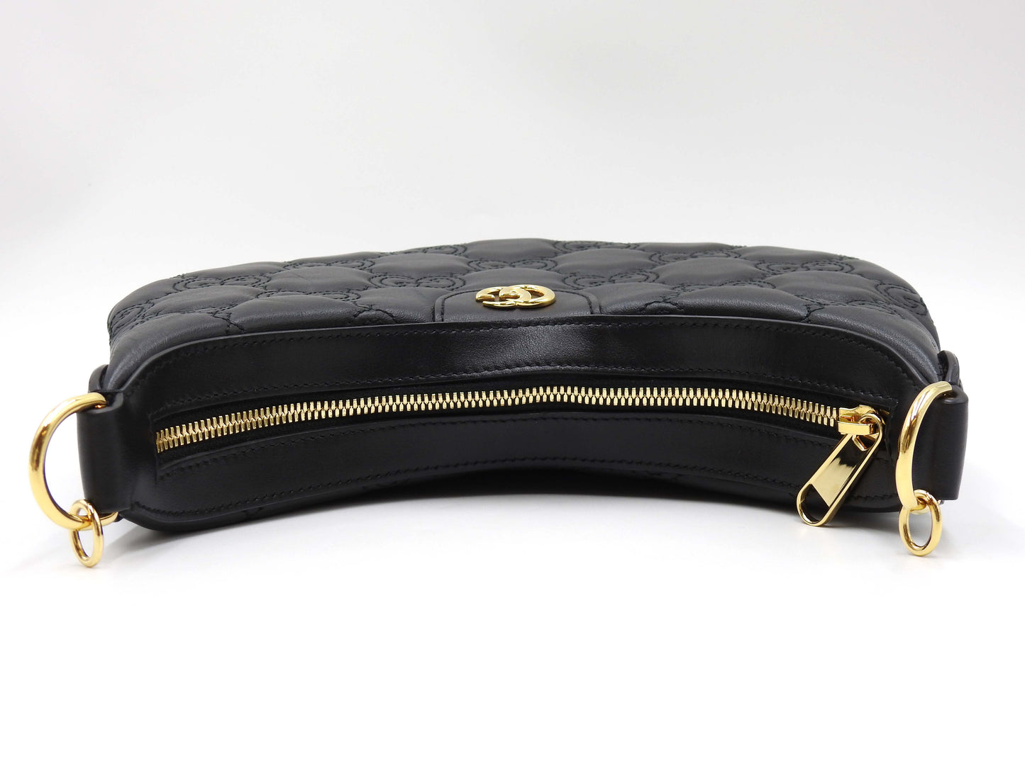 GUCCI GG Matelasse Small Hobo Chain Shoulder Bag Leather Black 739709