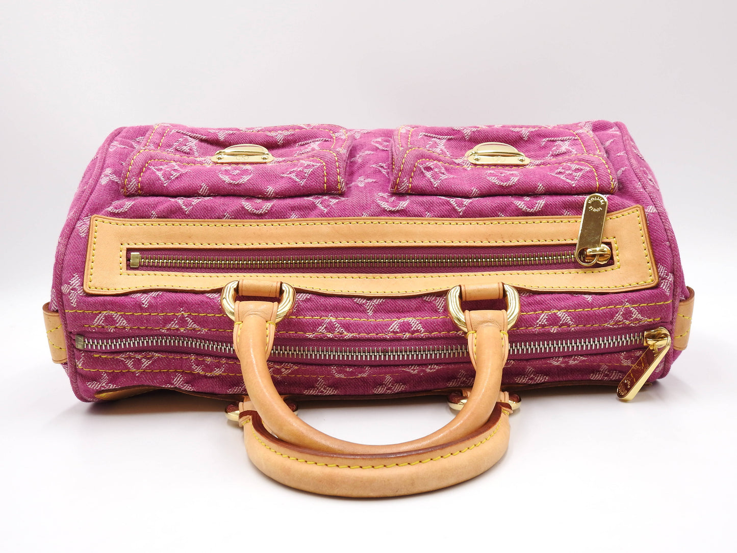 LOUIS VUITTON Monogram Denim Neo Speedy Boston Hand Bag Pink M95214