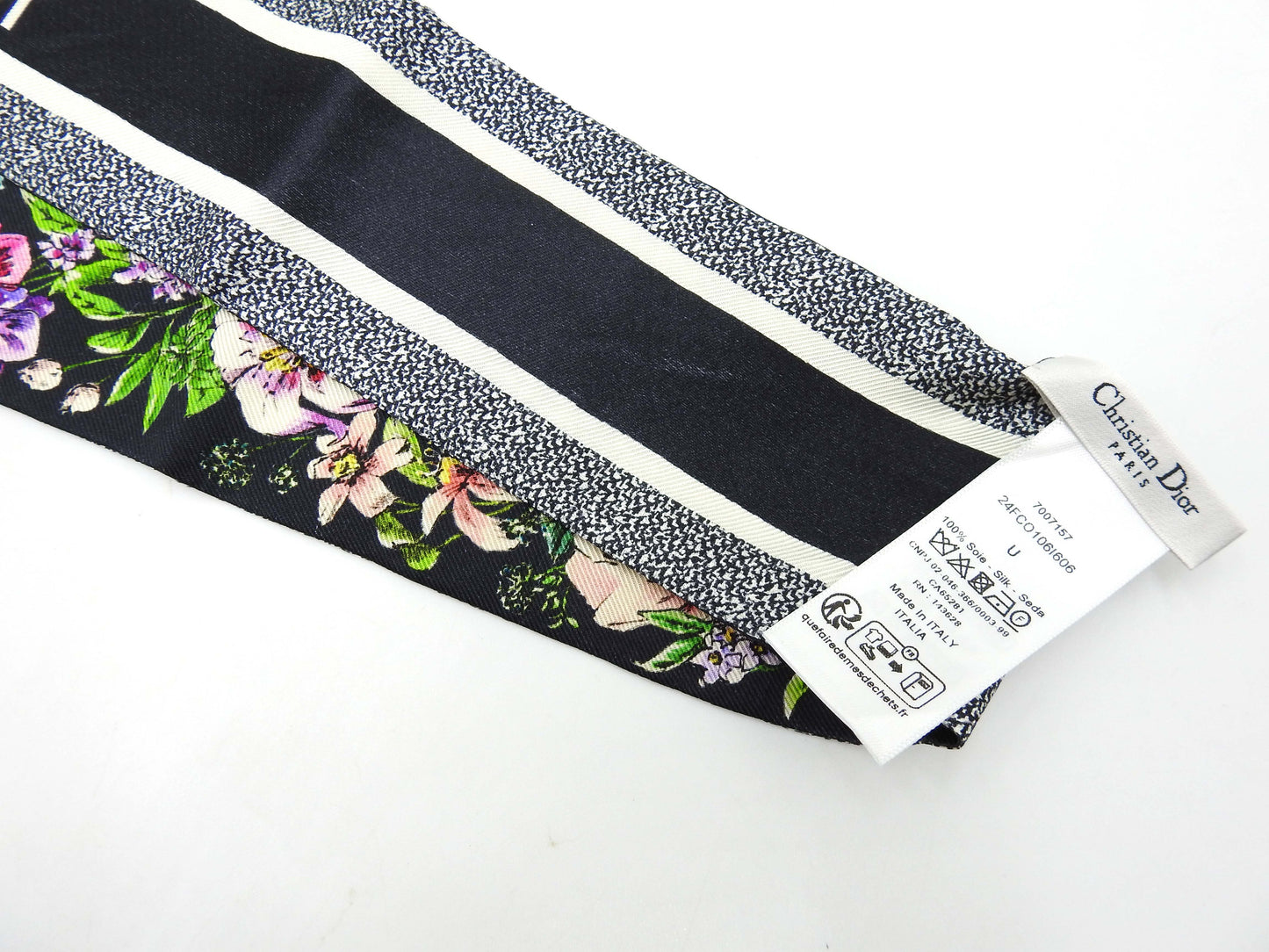 CHRISTIAN DIOR Mitzah Bandeau Scarf 100% Silk Black White 24FCO106I606