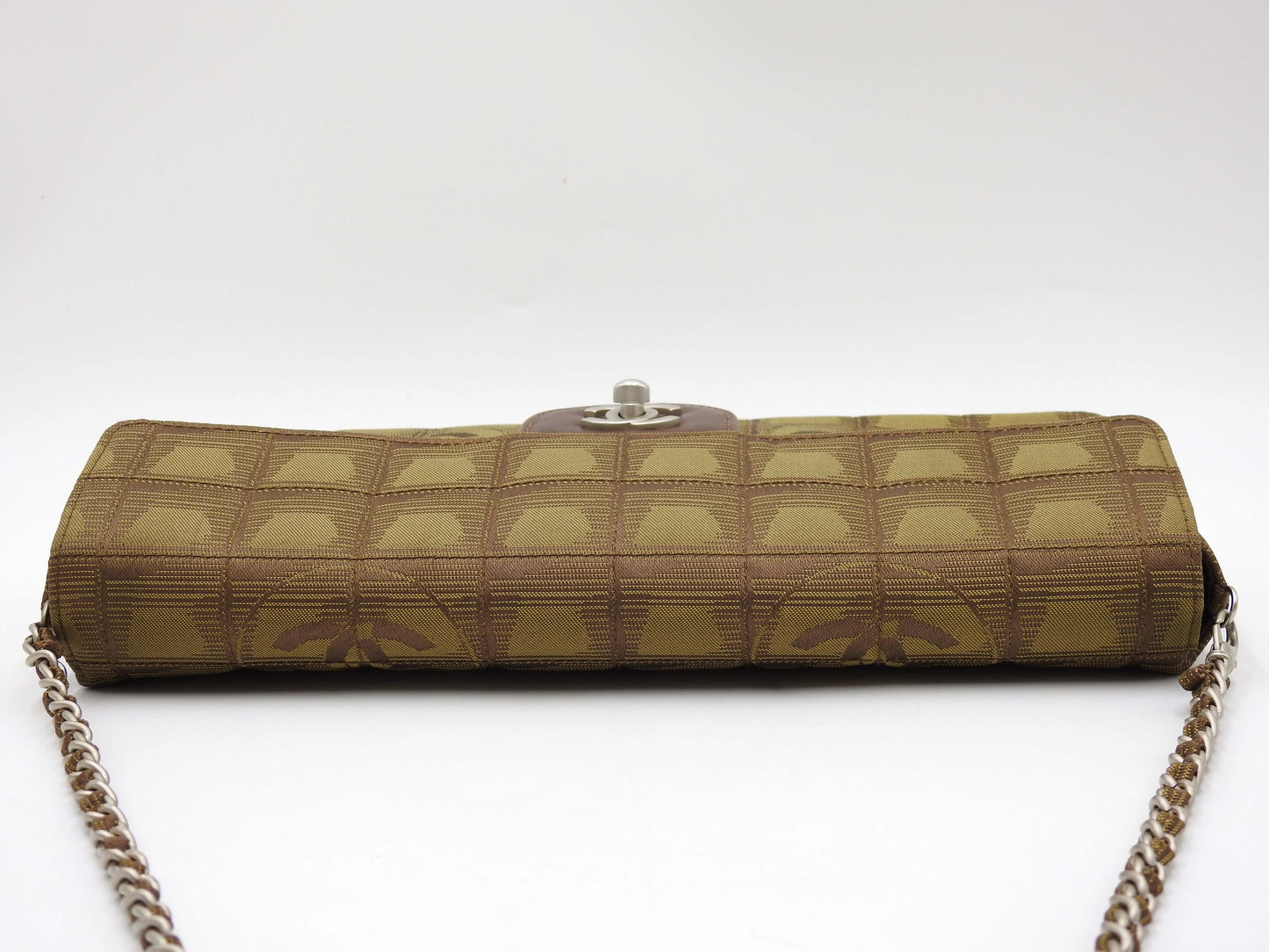 CHANEL New Travel Line Chocolate Bar Chain Shoulder Bag Khaki A15316