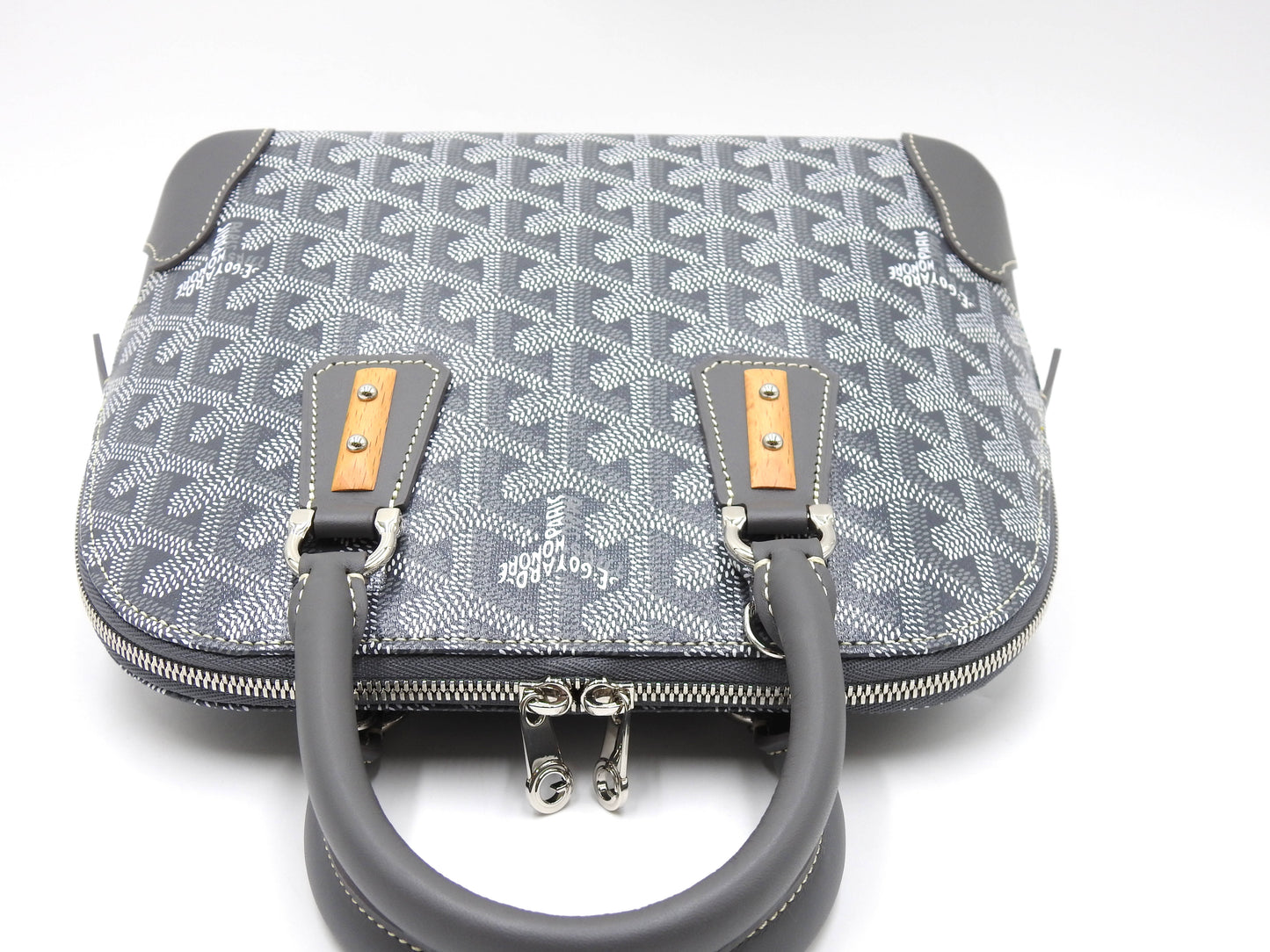 GOYARD Mini Vendome 2way Shoulder Hand Bag PVC Canvas Leather Grey