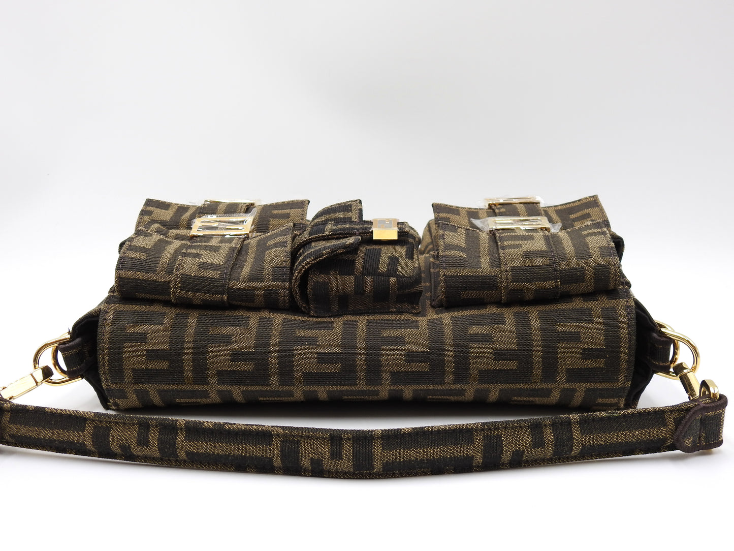 FENDI Multipocket Mamma Baguette Shoulder Hand Bag Zucca Khaki 8BR808