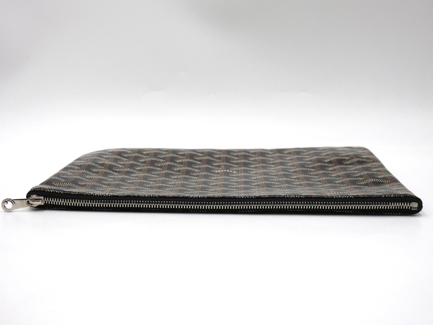 GOYARD POCHETTE SENAT MM Herringbone Clutch Bag Second Bag PVC Black