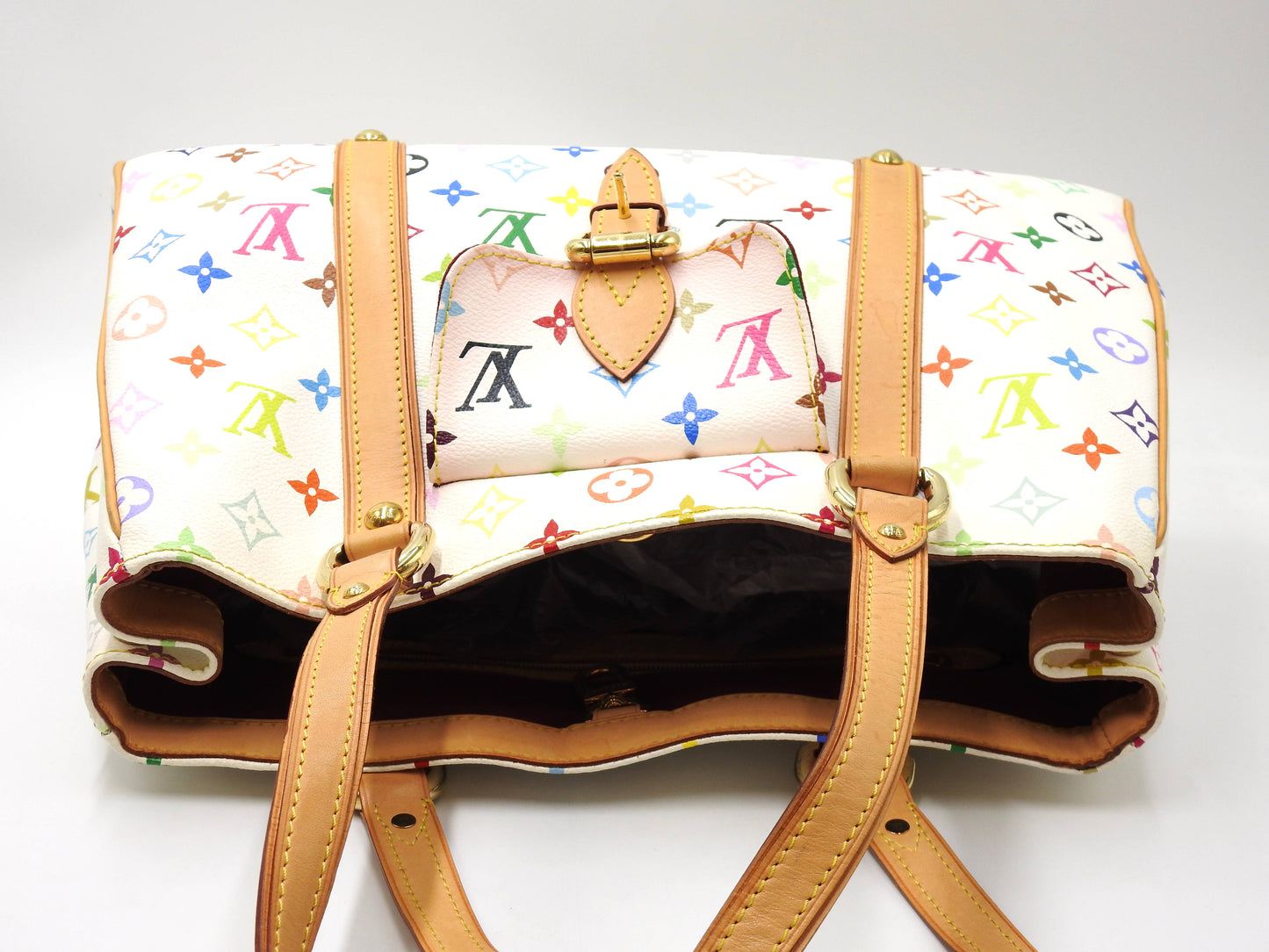 LOUIS VUITTON Aurelia MM Shoulder Tote Bag Multicolor Bron White M40094