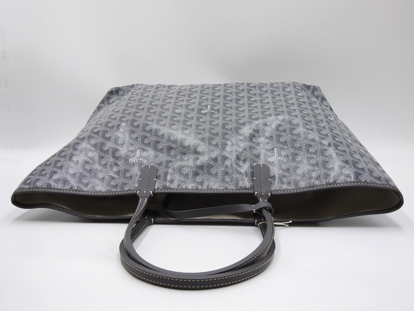 GOYARD Saint Louis PM Shoulder Tote Bag PVC Leather Grey with Pouch