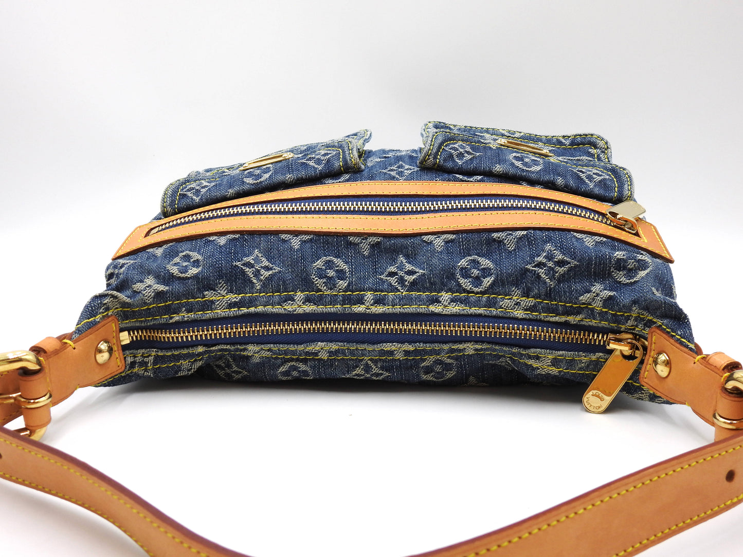 LOUIS VUITTON Baggy PM Monogram Denim Hand Bag Shoulder Bag Blue M95049