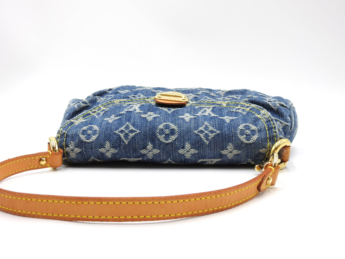 LOUIS VUITTON Mini Pleaty Monogram Denim Shoulder Hand Bag Blue M95050