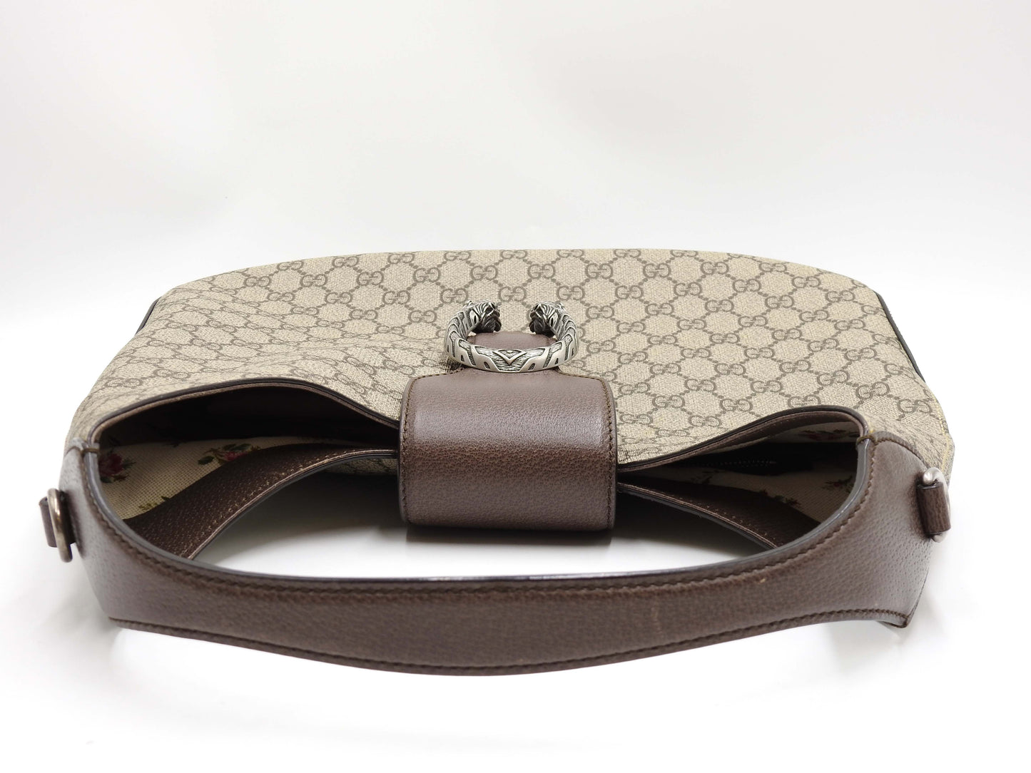 GUCCI Dionysus GG Supreme Medium Hobo Shoulder Bag PVC Beige Brown 446687