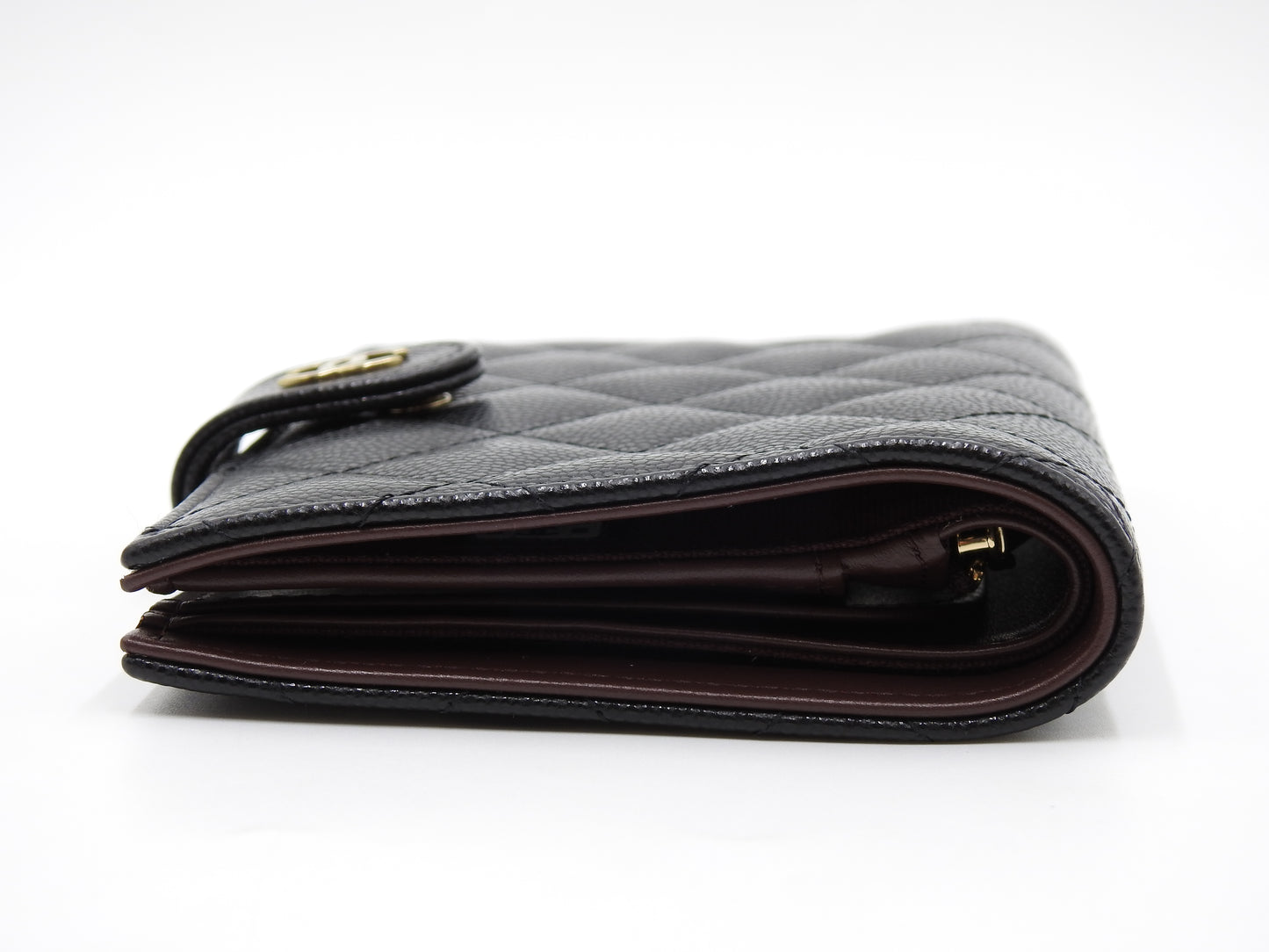 CHANEL CC Matelasse Passport Case Holder Wallet Caviarskin Black AP3791