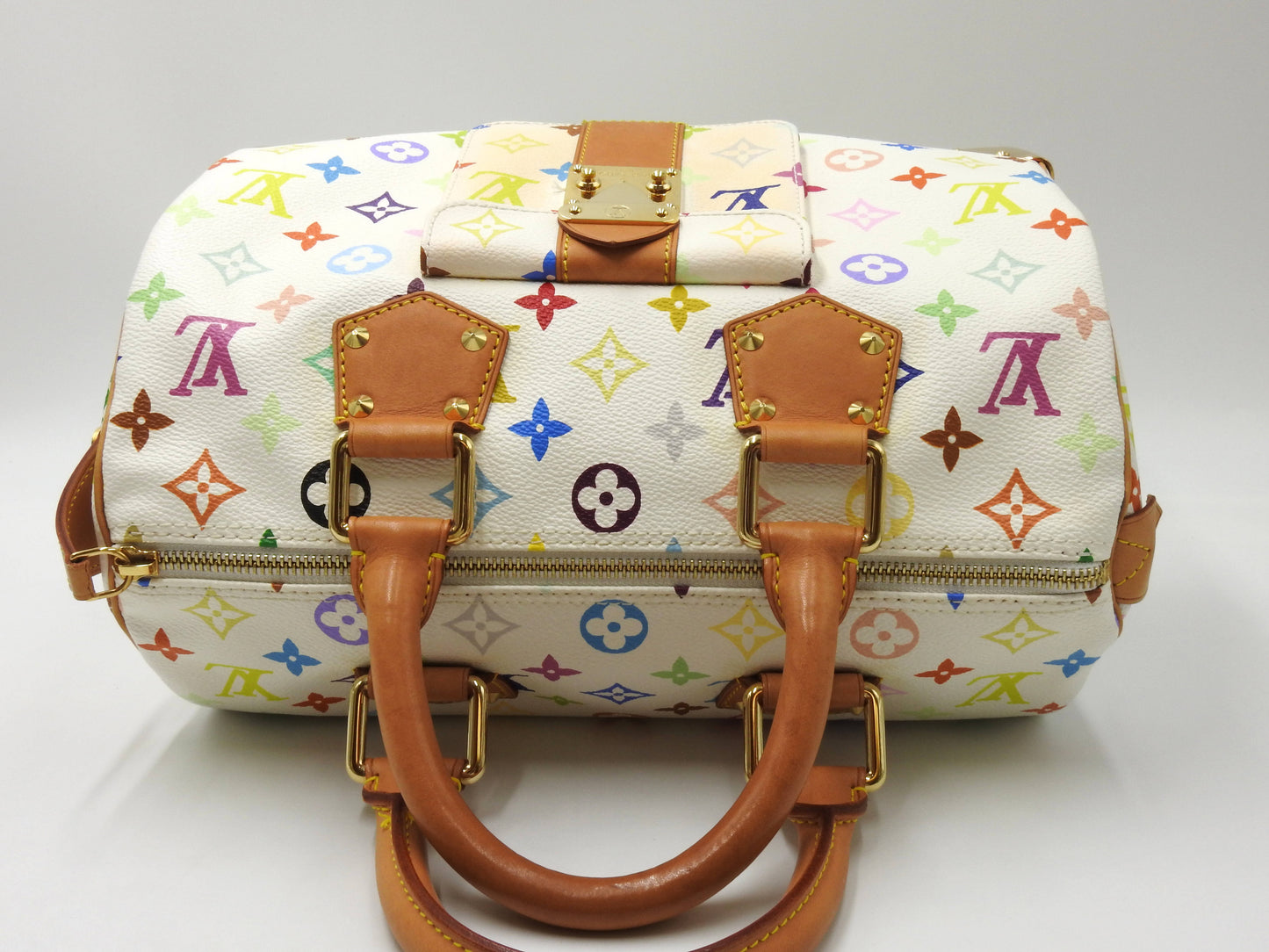 LOUIS VUITTON Speedy 30 Boston Hand Bag Multicolor Bron White M92643