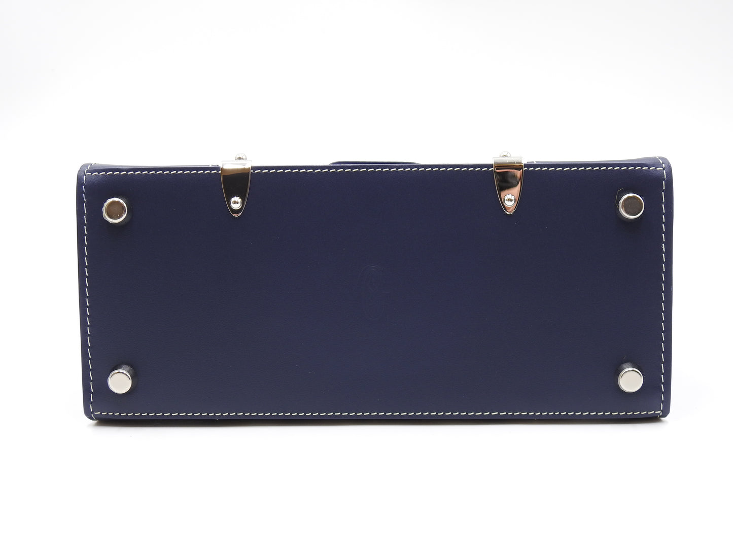 GOYARD Saigon Mini Structure Hand Shoulder Bag PVC Canvas Leather Navy