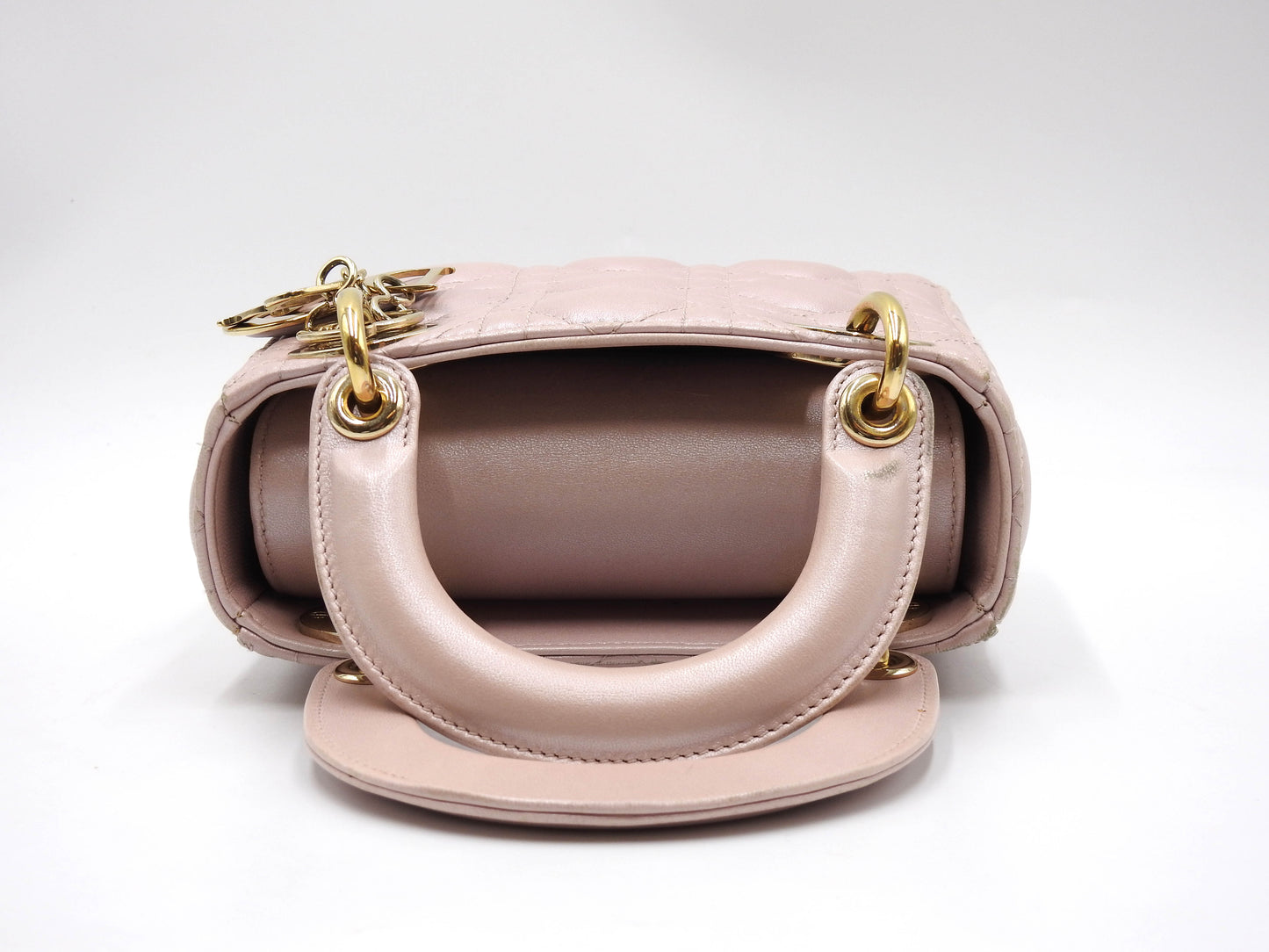 Christian Dior Lady Dior Mini Cannage Hand Shoulder Bag Lambskin Pink M0505
