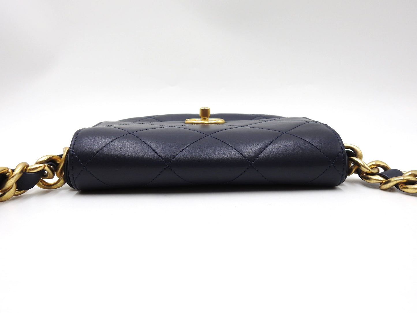 Chanel Matelasse Small Framing Flap Chain Shoulder Bag Calfskin Navy AS2831