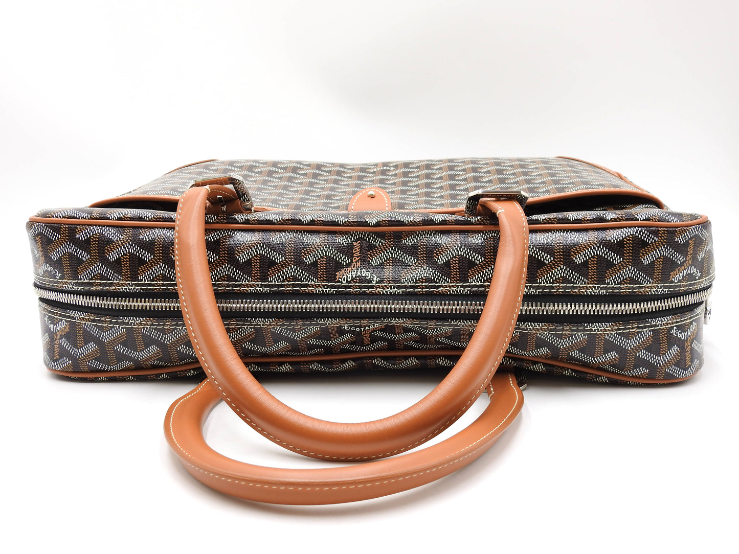 GOYARD AMBASSADE NV2 Business Bag PVC Canvas Leather Black Brown