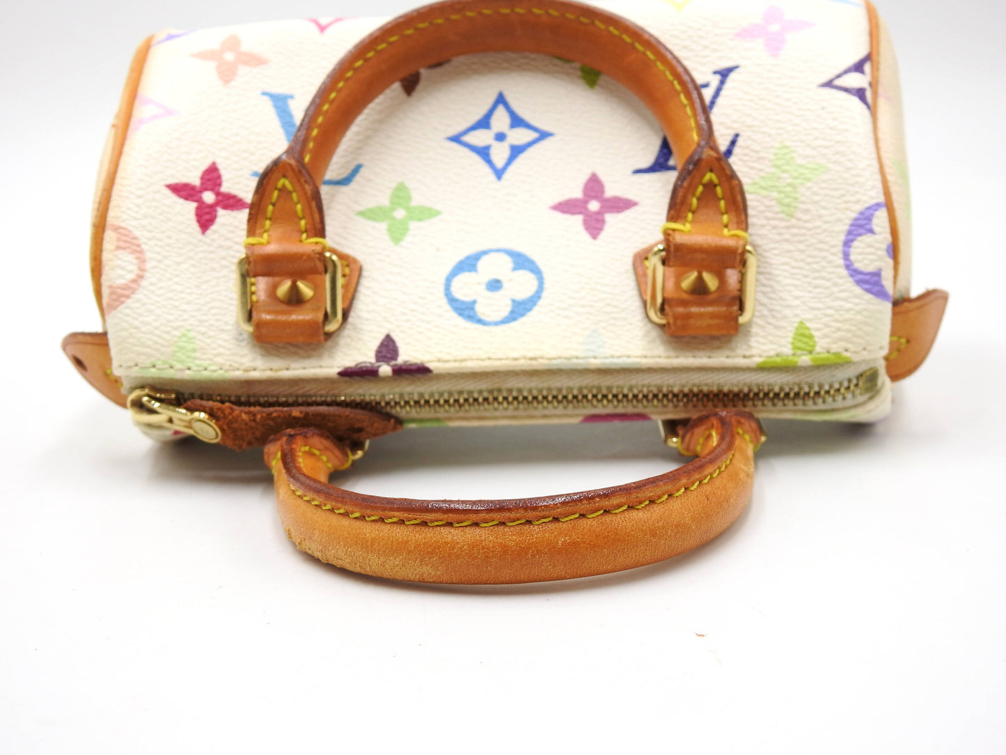 LOUIS VUITTON Monogram Mini Speedy Hand Bag Multicolor Bron White M92645