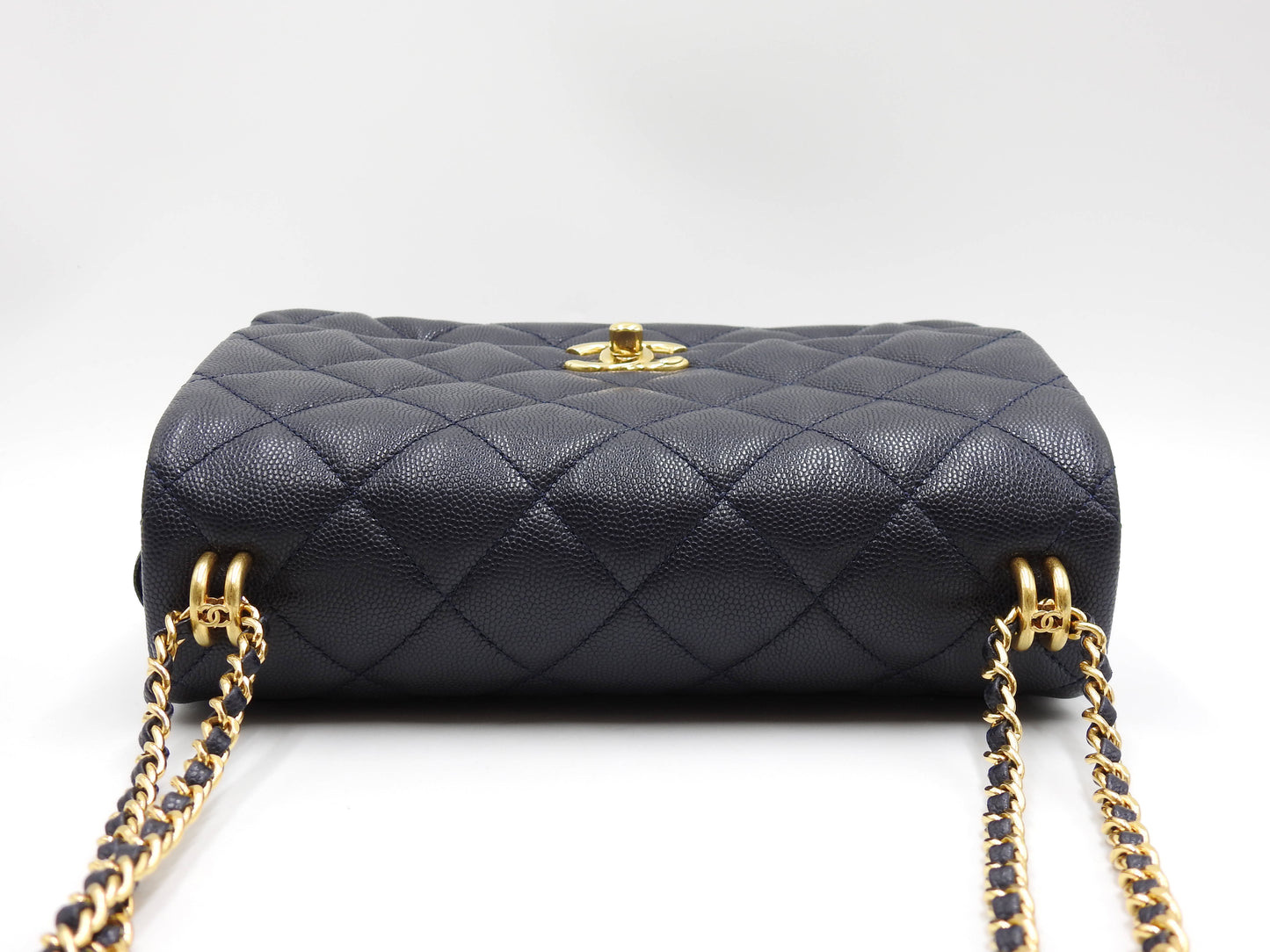 CHANEL Coco First Matelasse Flap Chain Shoulder Bag Caviarskin Navy AS3580