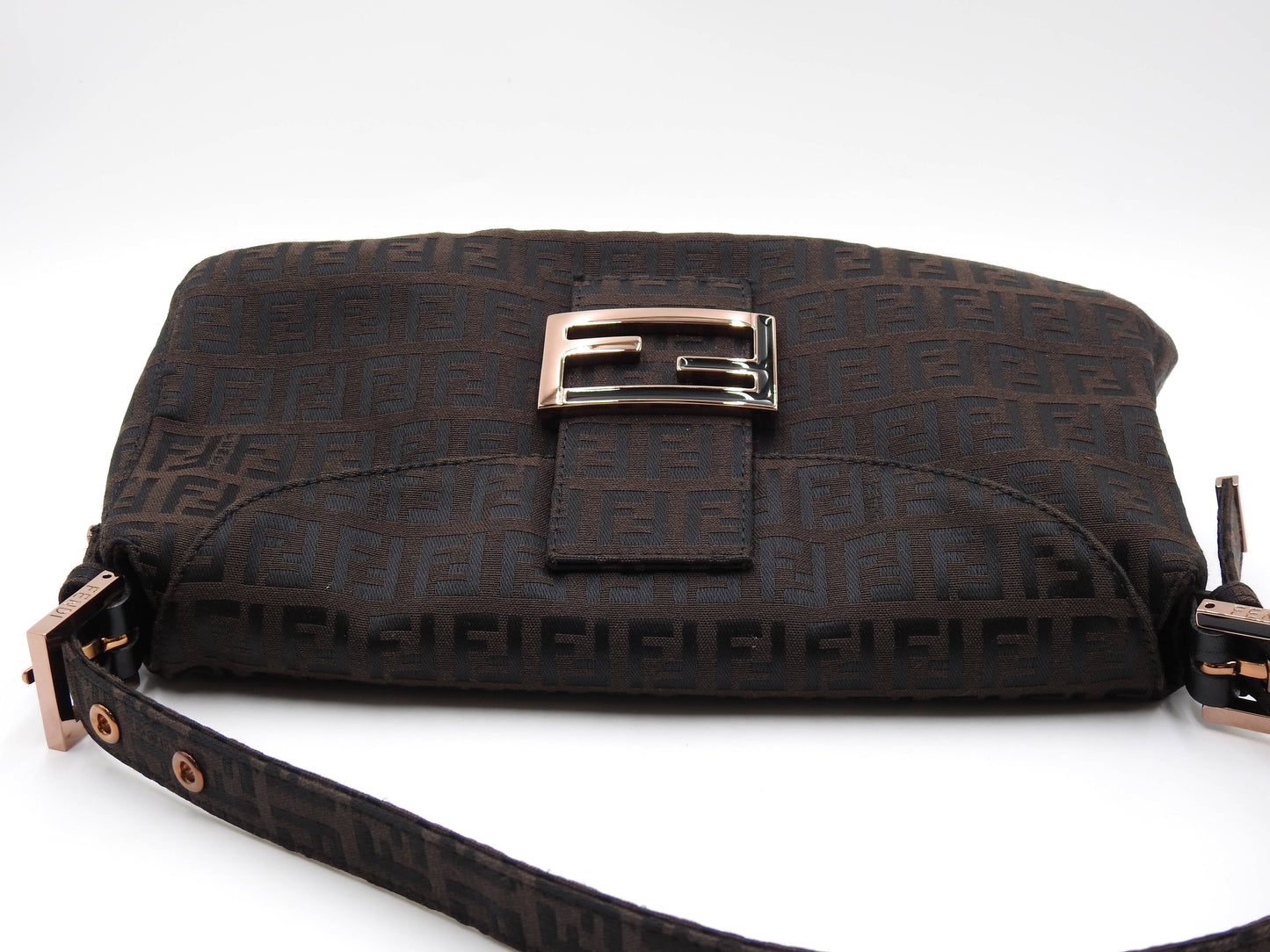 FENDI Zucca Mamma Baguette Hand Bag Canvas Leather Brown 8BR003