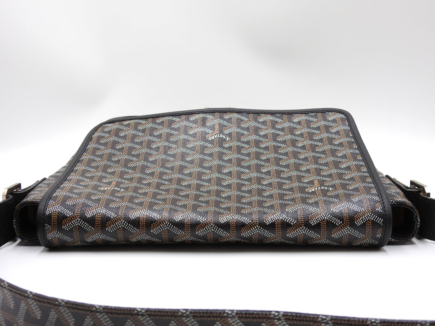 GOYARD Goyardine Grand Bleu MM Shoulder Bag PVC Canvas Leather Black