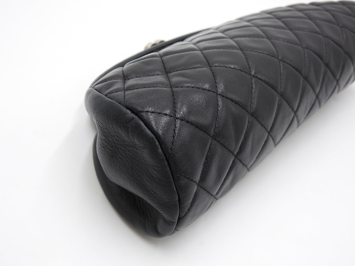 CHANEL Timeless CC Matelasse Clutch Second Bag Lambskin Black Silver