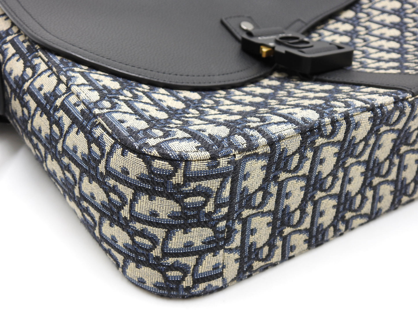 Christian Dior Saddle Messenger Shoulder Bag Oblique Jacquard Canvas Navy