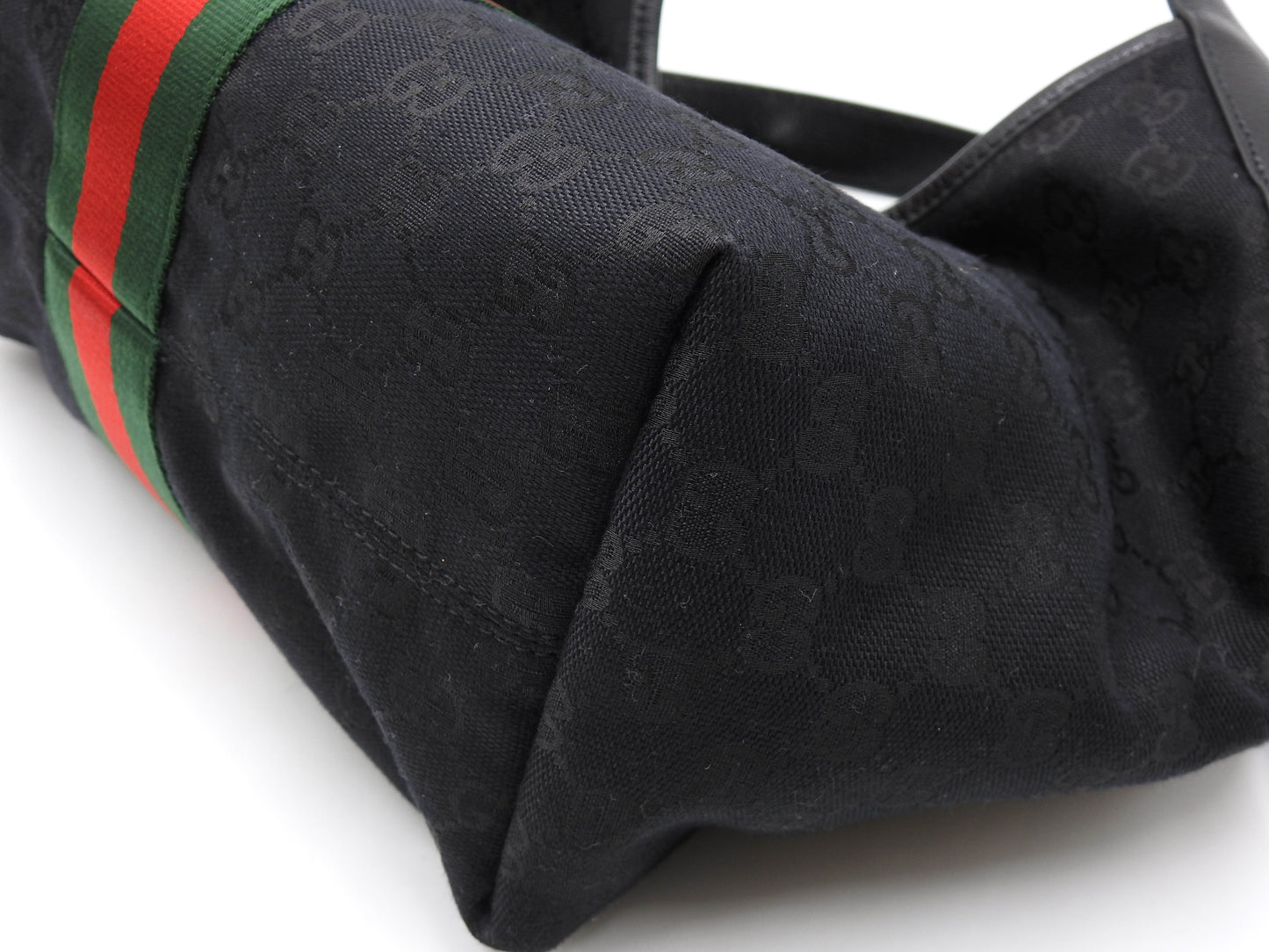 GUCCI GG Canvas Giglio Small Hobo Tote Shoulder Bag Black Green Red 860845