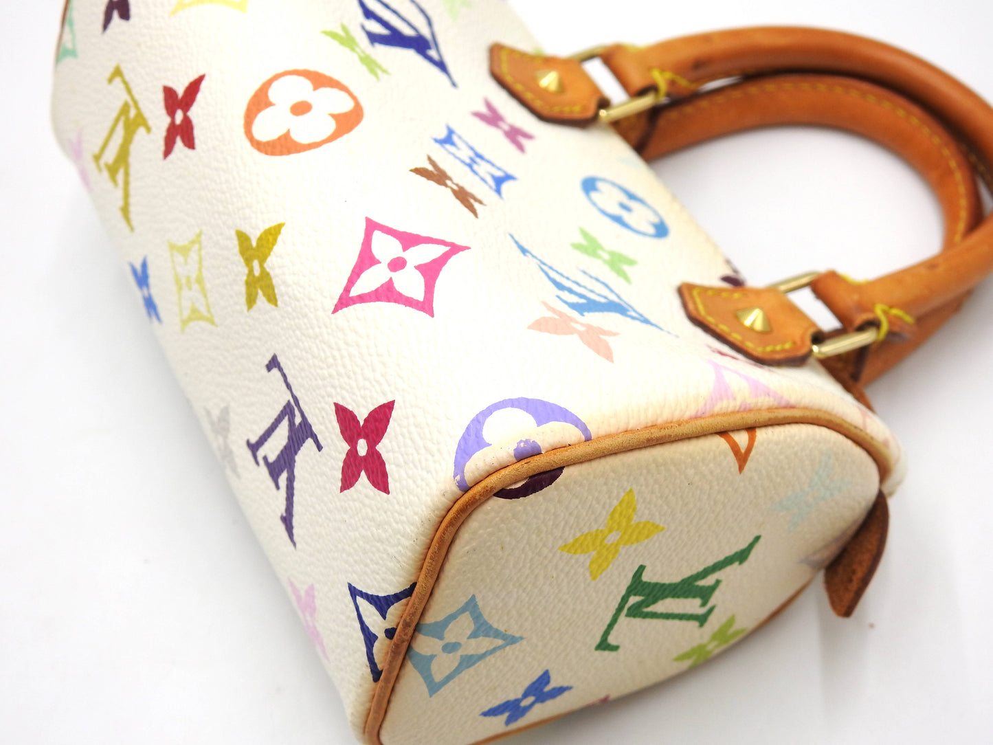 LOUIS VUITTON Monogram Mini Speedy Hand Bag Multicolor Bron White M92645