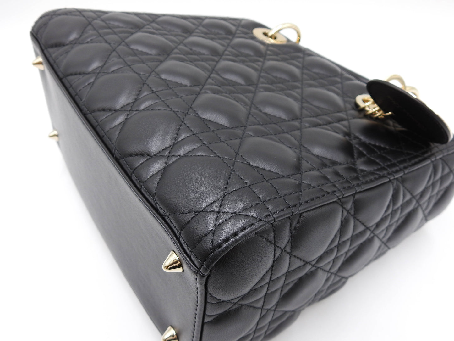 Christian Dior Lady Dior Medium Canage Hand Shoulder Bag Lambskin Black