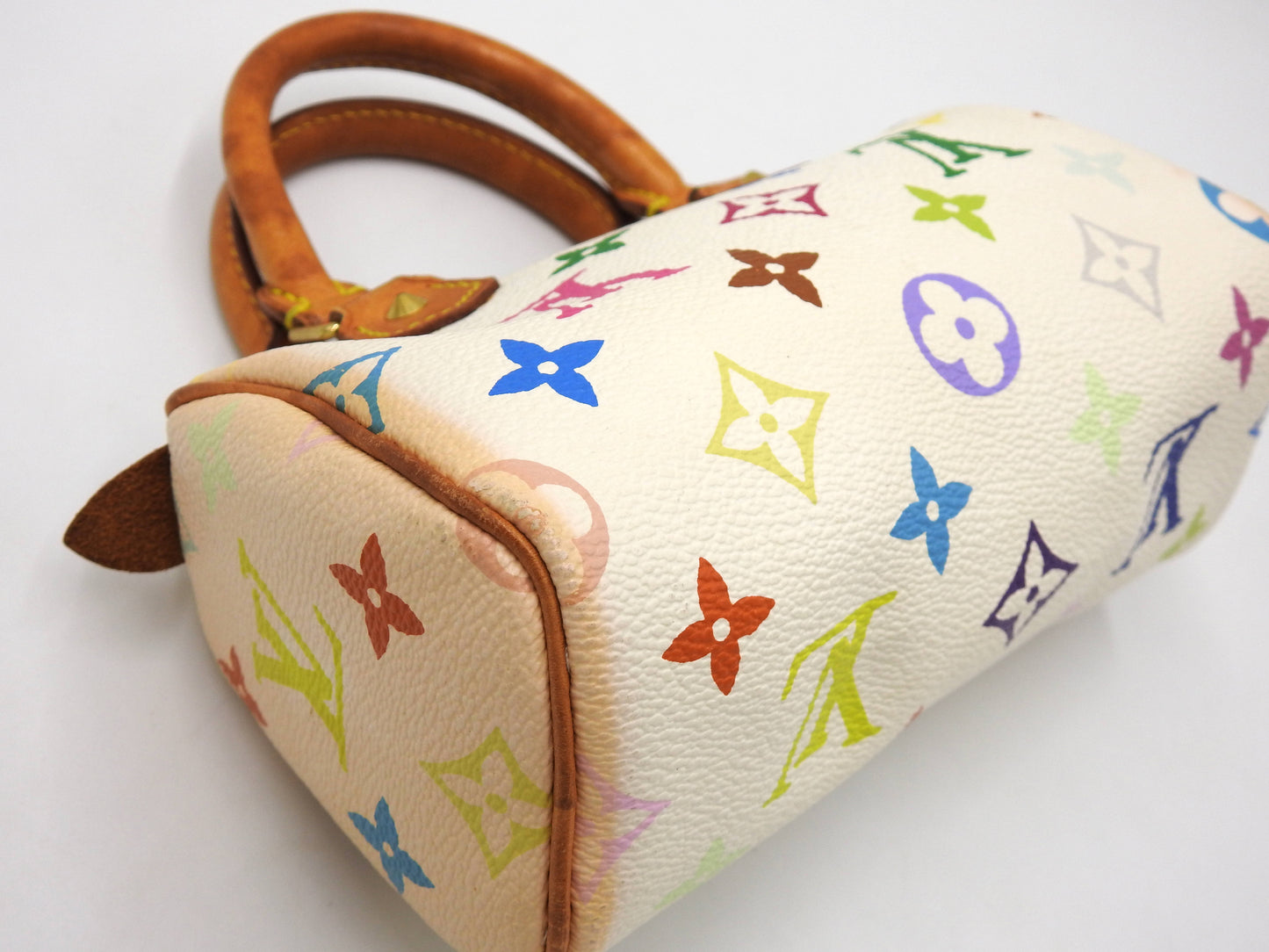 LOUIS VUITTON Monogram Mini Speedy Hand Bag Multicolor Bron White M92645