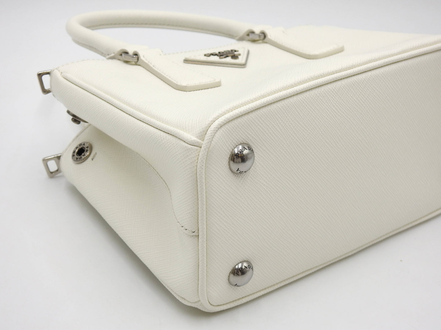 PRADA Galleria Mini Shoulder Hand Bag SAFFIANO LUX Leather White 1BA906