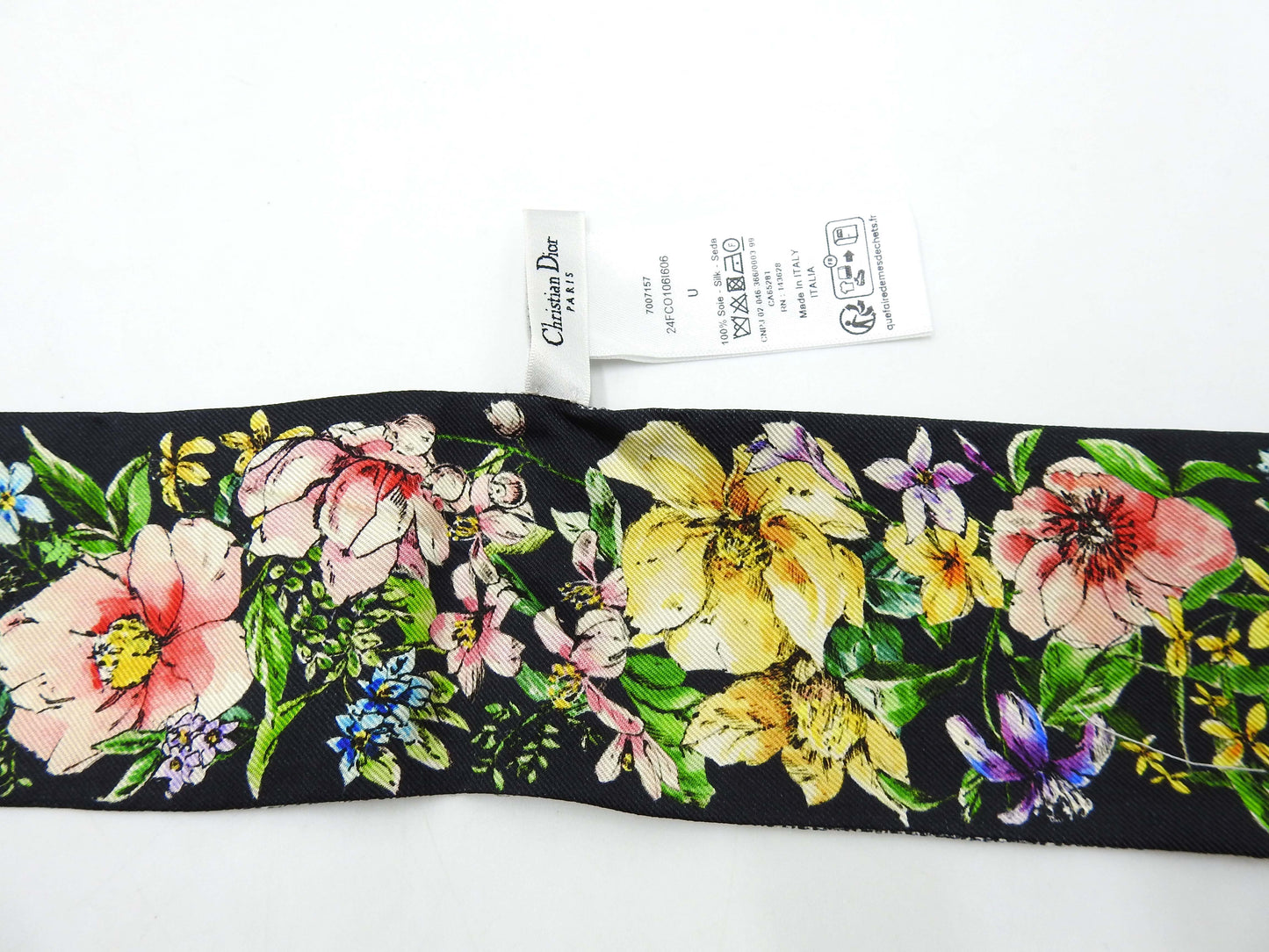CHRISTIAN DIOR Mitzah Bandeau Scarf 100% Silk Black White 24FCO106I606