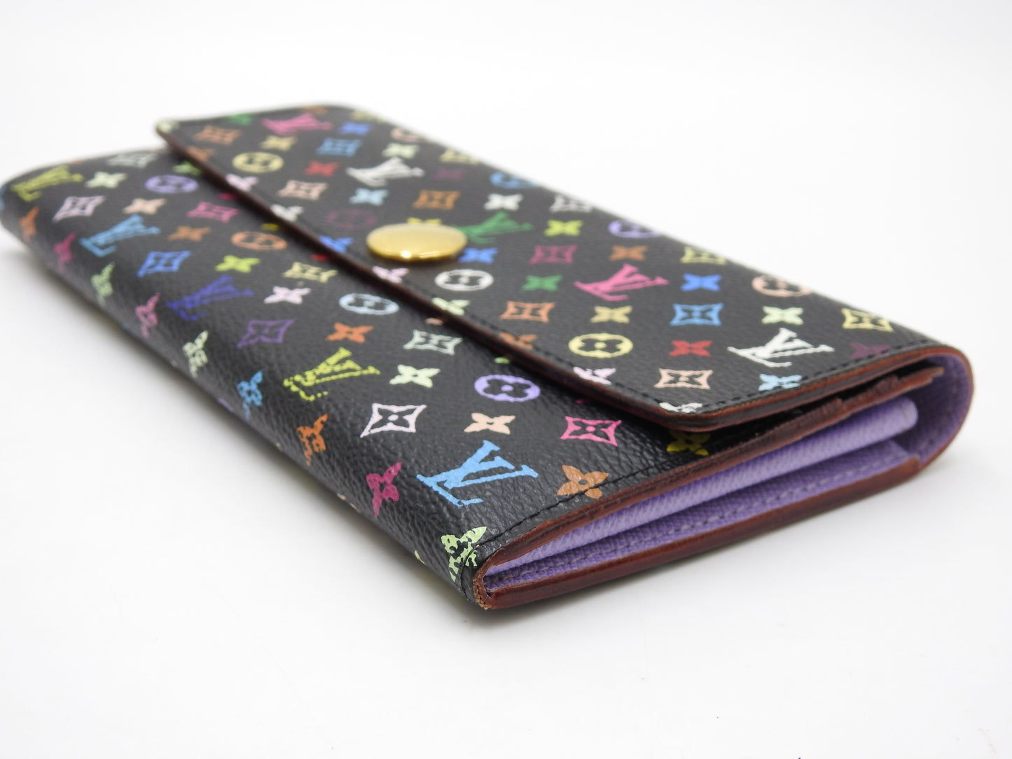LOUIS VUITTON Monogram Multicolor Sarah Wallet Black Purple M60273