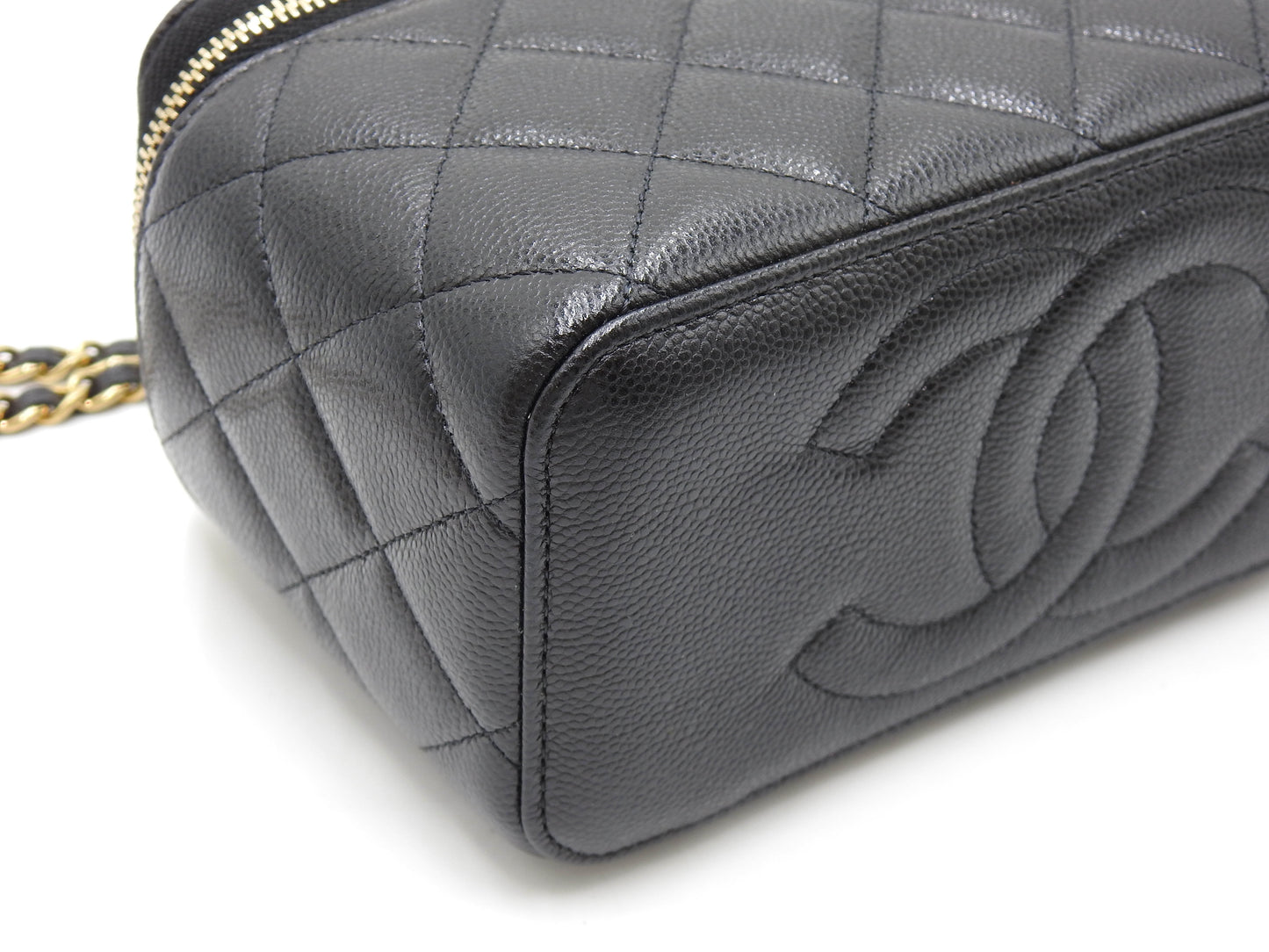 CHANEL CC Matelasse Chain Vanity Bag Shoulder Bag Caviarskin Black AP1341