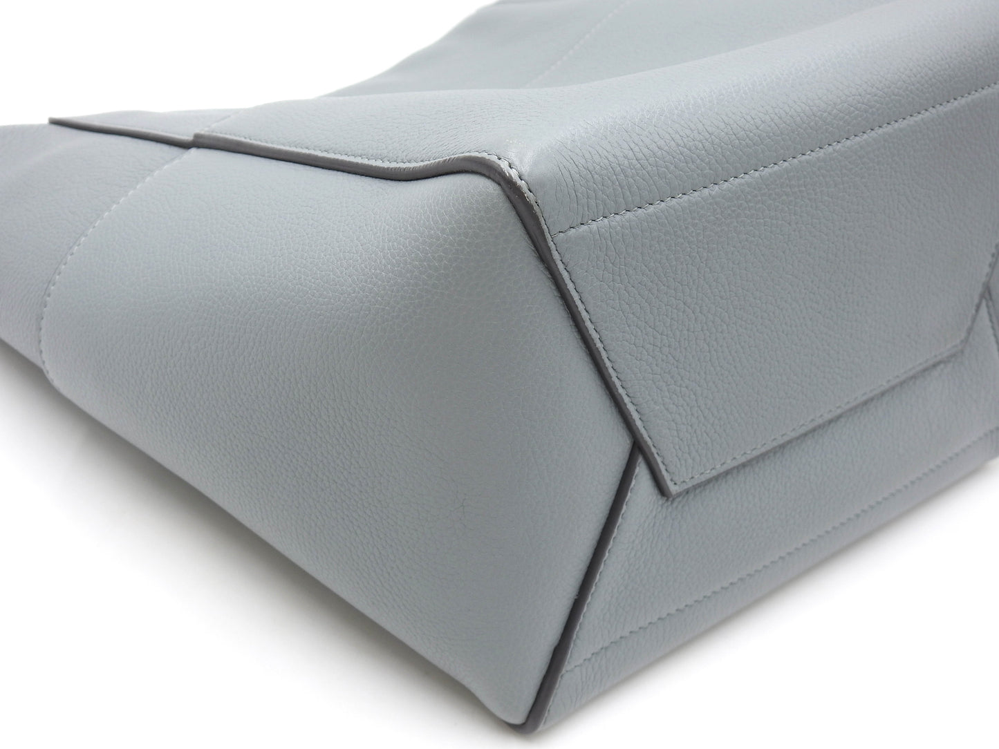 CELINE Medium Sangle Bucket Shoulder Bag Grained Calfskin Gray Blue 189593