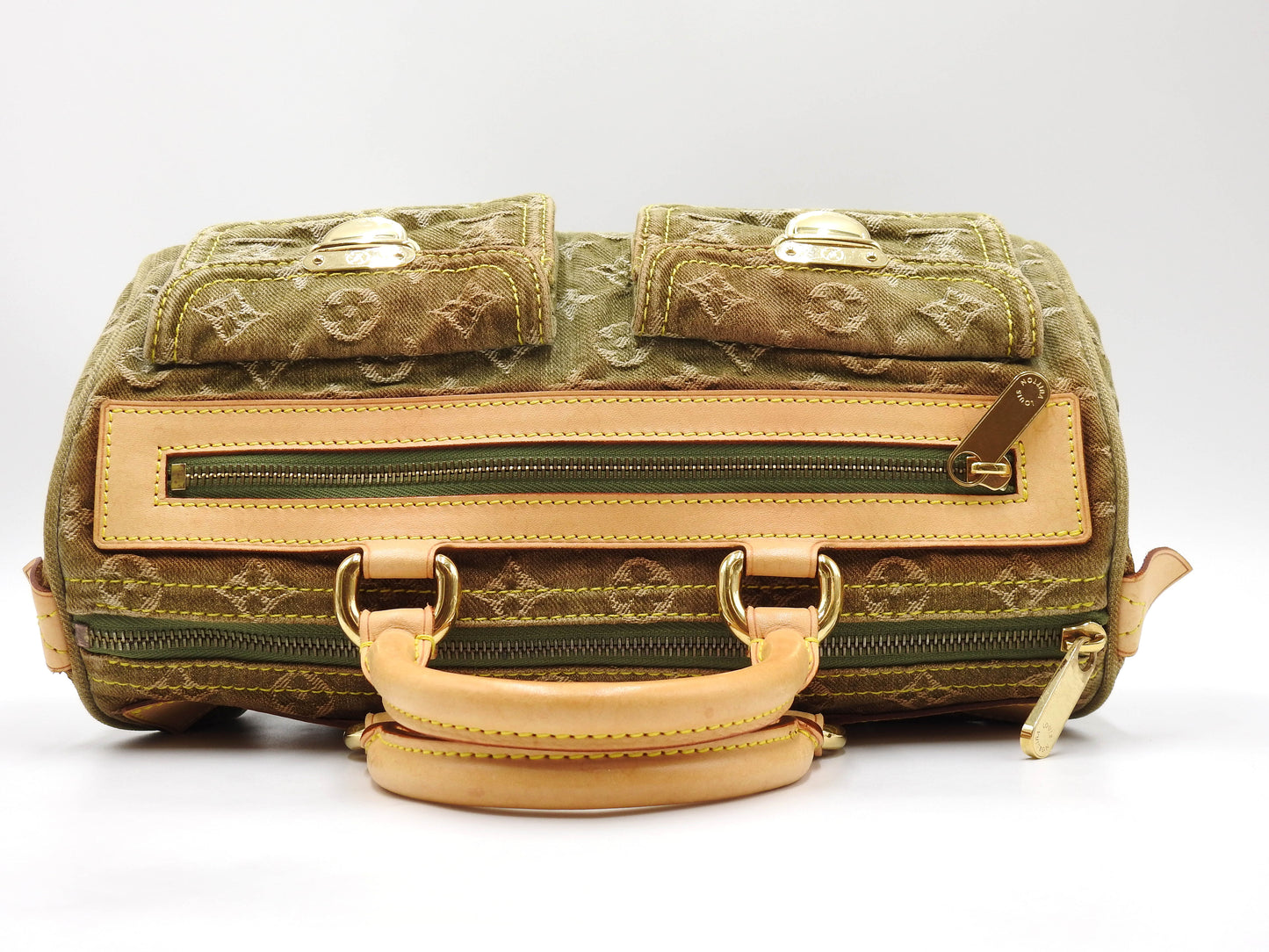 LOUIS VUITTON Monogram Denim Neo Speedy Hand Bag Boston Bag Khaki M95215