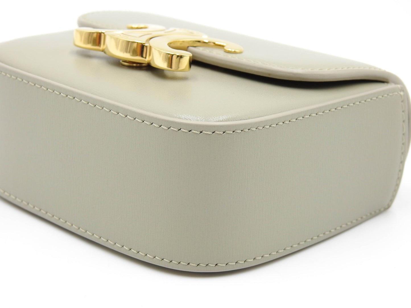 CELINE Mini Claude Triomphe Shoulder Bag Shiny Calfskin Green 10I513DPV